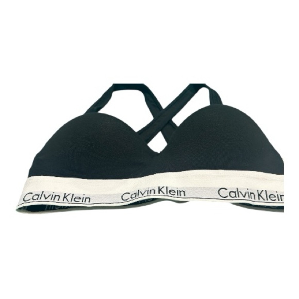 Calvin Klein Black and White Cross-Back Bralette - Picture 4 of 7